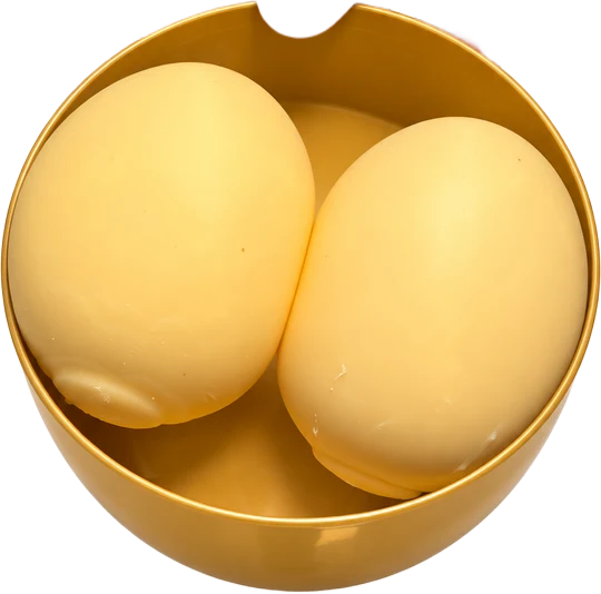 Egg twins in a gold bowl